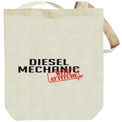 Diesel Mechanic WITH ATTITUDE Beige Canvas Tote Bag Unisex