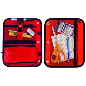 Case-it Pencil Pouch for Binders with 3 Zipper Pockets, Red, 9 inch x 11 inch, PEN-03-RED