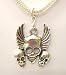 Winged Skulls Pendant on Metal Mesh Chain