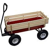 All Terrain Wagon Big Wheel Garden Red Steel Full Size Wood Cargo Sides Kids Childrens