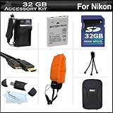 32GB Accessories Kit For Nikon COOLPIX AW100 Waterproof Digital Camera Incl ....