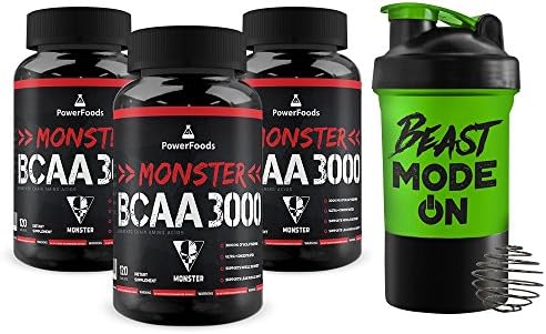 Bundle 3-Pack Monster BCAA 3000 + Blender Cup - Muscle Recovery + Free Shipping