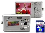 SVP DC-12DX-Silver 12MP Max Thinnest DIGITAL CAMERA VIDEO w/ SOUND! (SVP 4GB SDHC Memory Card Included)