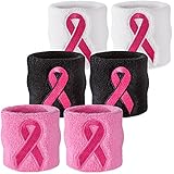 Suddora Pink Ribbon Wristbands - Breast Cancer Awareness Sweatband in Pairs