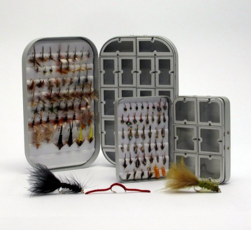 2 Fly Boxes + 100 Assorted Fly Fishing Flies