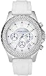 Mother Of Pearl Quartz Crystal Chronograph Silicone Strap