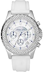 Mother Of Pearl Quartz Crystal Chronograph Silicone Strap