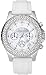 Mother Of Pearl Quartz Crystal Chronograph Silicone Strap