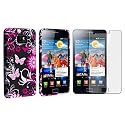 Purple Flower Butterfly Pattern Soft Skin TPU Gel Case Cover Protector For Phone Samsung Galaxy S2 II i9100, Screen Protector Included