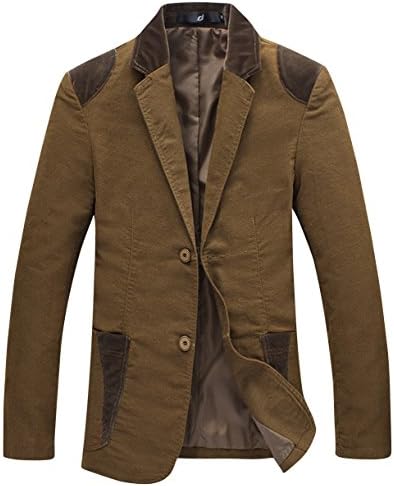 Stylebek Men's Casual Notched Collar Patchwork Single Breasted Blazer Jacket