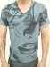 Hause of Howe Picture Perfect V Neck Blue Shirt Sexy Model Face Medium - XL