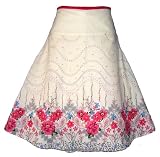Border Floral Print A-Line Skirt