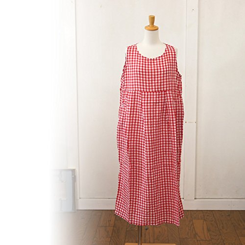 (イチ) ICHI しわ加工チェック柄ノースリーブワンピース