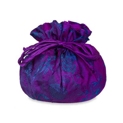 Drawstring Jewelry Pouch - Silk Jacquard (Violet)