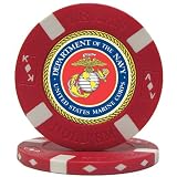 U.S. MARINES Seal on Red Big Slick Texas Hold'em Poker Chip