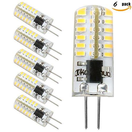 Kakanuo G4 LED Bulb Dimmable 2.5 Watt Warm White 3000K Bi-pin Base 48X3014SMD LED Corn Bulb AC/DC 10V-18V(Pack of 6)