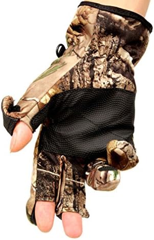 HNA Peak Men's Outdoor Sports Fishing Hunting Waterproof Camouflage Slit Finger Gloves XL