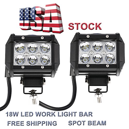 Topcarlight 1 Pairs 2 Pcs 4″ Inches Spot Beam 8 Degree Off Road Cree 18w LED Work Light Bar 4wd Boat UTE Driving ATV Car