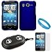 Blue Durable Protective Rubberized Crystal Hard Case Cover for AT&T Wireless New HTC Inspire 4G Android Smart Phone + Clear Screen Protector + Includes Black Portable Multi Purpose Case with Built in Audio Speakers + SumacLife TM Wisdom Courage Wristband