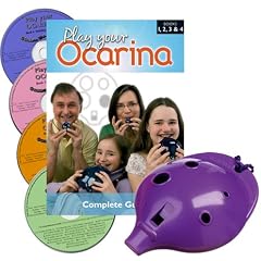 Englische Okarina LILA und COMPLETE Play your Ocarina Books 1, 2, 3 & 4, als Set mit 4 CDs zum mitspielen