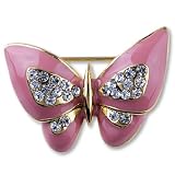 Swarovski Crystal Pink Enamel Butterfly Pin Brooches