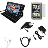 CrazyOnDigital Black Stand Leather Case with Charger and Screen Protector For Barnes & Noble Nook Tablet (7-item). CrazyOnDigital Retail Package Picture
