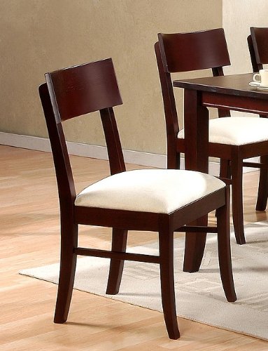 Set of 2 Cappuccino Finish Wood w/Microfiber Seat Dining Chairs