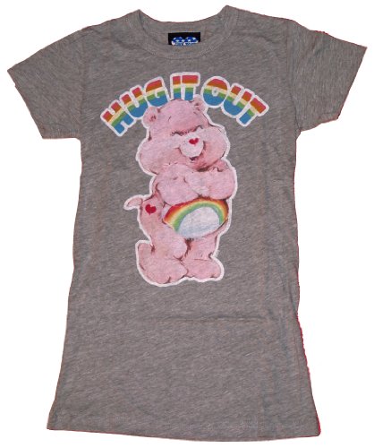 Care Bears Hug It Out Gray Junk Food Juniors Babydoll Soft T-Shirt Tee