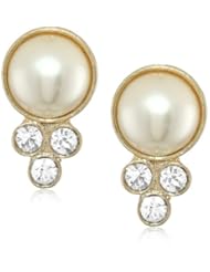 Anne Klein "Stafford" Gold-Tone Cream Pearl Stud Earrings