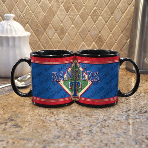 MLB Texas Rangers 11-Ounce Black Felt Mug (2 Pack)