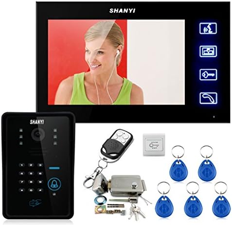 SY 7" Wireless Unlock Video Door Phone bells Intercom Visual Doorbell Chime + Switch + Electric Remote Control for CCTV Home Security (1 Camera 1 Screen)