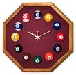 13in Octagon Billiard Clock Mahogany & Wine Mali Felt
