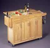 Wood Top Natural Kitchen Cart with Breakfast Bar
