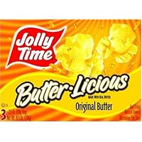 Jolly Time ButterLicious Butter Flavor Microwave Popcorn, Original, 3-Count Boxes (Pack of 12)