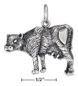 STERLING SILVER ANTIQUED COW CHARM