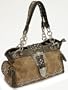 Elegant Stone Studs Accents Handbag with Chained Handles - Taupe
