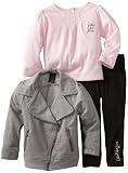 Calvin Klein Baby-girls Infant Jacket with Long Sleeve White Dotted Tee And Pant