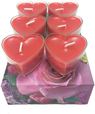 Littras Red Heart Scented candles 6pcs in one box, floating tealight candles best for Daily household Wedding Birthday Party Candlelight Dinner