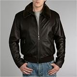 Men's BGSD Cowhide Flight Leather Bomber Jacket with Genuine Shearling Collar - Regular