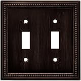 Brainerd 64409 Beaded Double Toggle Switch Wall Plate / Switch Plate / Cover, Venetian Bronze