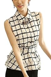 Chiffon Striped Print Plaid Print Sleeveless Mini Dress 