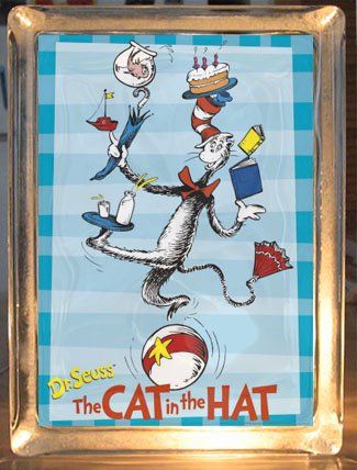 Dr Seuss Cat in the Hat Glass Block Light