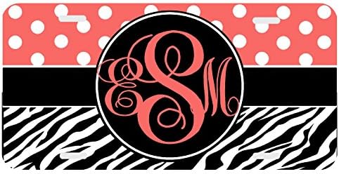 Zebra Dots Pink Personalized Monogrammed License Plate Monogram
