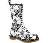 Dr. Martens 1B99, 14 Eyelets, Women's Boots, White with Black Floral Decor