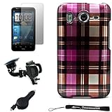 Premium Magenta Plaid Design Cover / 2 Piece Snap On Crystal Protective Har ....
