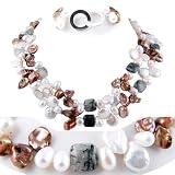 AugustinaJewelry Double Strand Necklace made of Freshwater Cultured Pearls and Stones *** AugustinaJewelry Special Design !