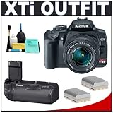 Canon Digital Rebel XTi 10.1MP Digital SLR Camera (Black) + Canon EF-S 18-55mm Lens [Outfit] + BG-E3 Grip + (2) NB-2LH Battery Packs
