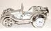 Collectible Miniature Quartz Clock in Antique Sports Car Style Silver Finish