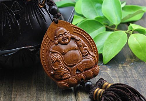 Rosewood Carving Figurine Religious Amulet Happy Buddha Fengshui Car Pendant Decor Home Decor Gift Good Quality