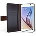 Galaxy S6 Case - Cellto PU Leather Luxury Case [U-Lux Series] Premium Fabric With Internal and External Money and Card Pockets [ HD Screen Protector ] LIFETIME Warranty [Drop Protection] Magnetic Flap and Kickstand Feature - Brown